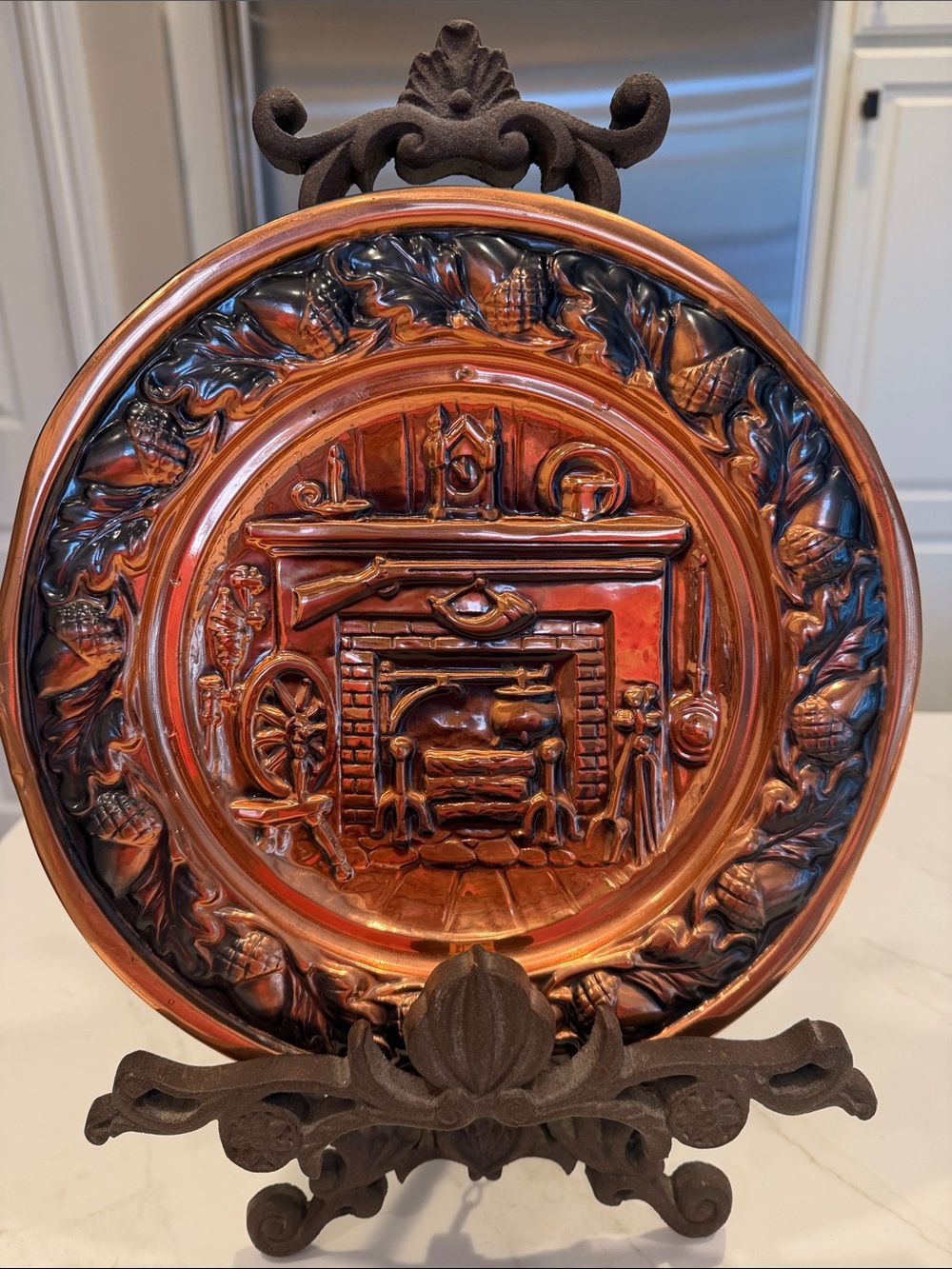 Vintage Coppercraft Guild Copper Wall Plate Colonial Fireplace Hearth USA